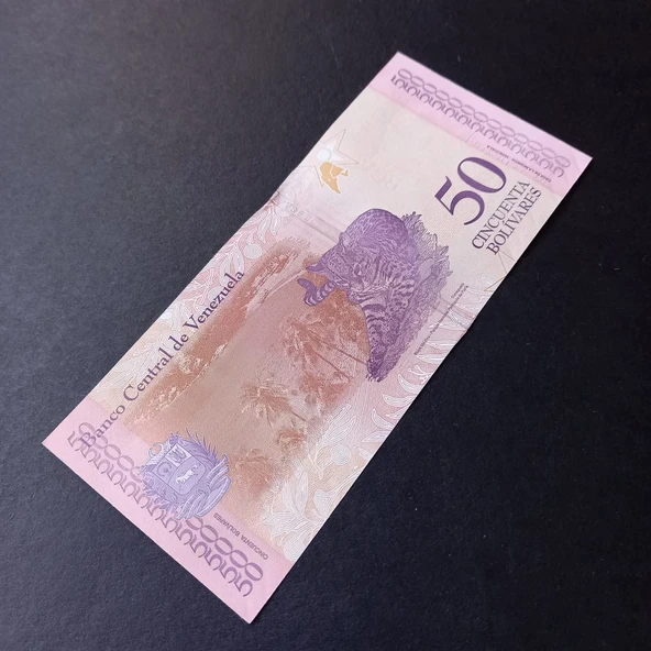 Escoines Koleksiyon 3996368f3fef60c3d9 2018 Venezuela 50Bolivar ÇİL eski yabancı kağıt para - Resim 7
