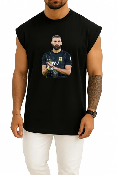 Oversize Karim Benzema Al Ittihad Göğüs Tasarımlı Unisex Spor Atlet - Resim 11