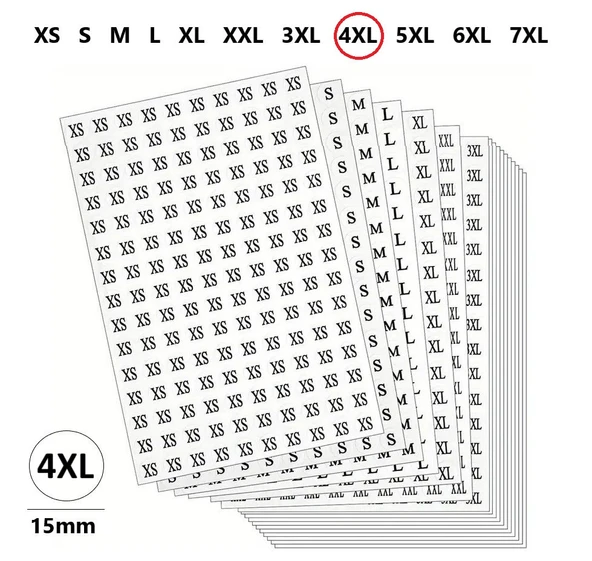 4XL-Mağaza Giysi, Beden Etiket Çapı-15mm Kendinden Yapışkanlı (300 adet) Yuvarlak Boyut Etiket ürün görseli 1