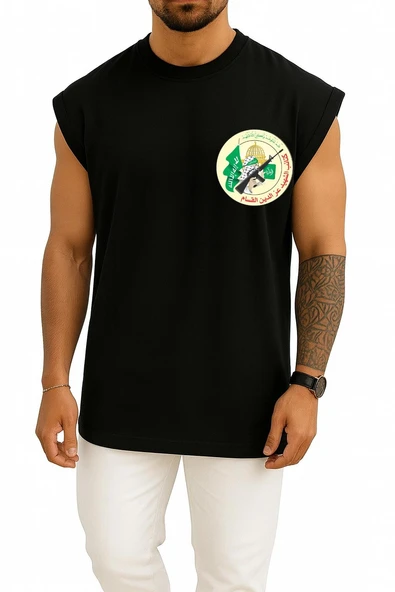 Oversize El Kassam Tugayları Gazze Cep Tasarımlı Atlet - Resim 9