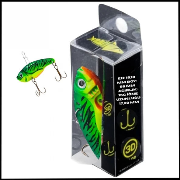 Uyguna-Yakala 15g 55mm- Titreşim Yem -Kaplan Saldırısı- UV Boyalı-YEM.747 ürün görseli