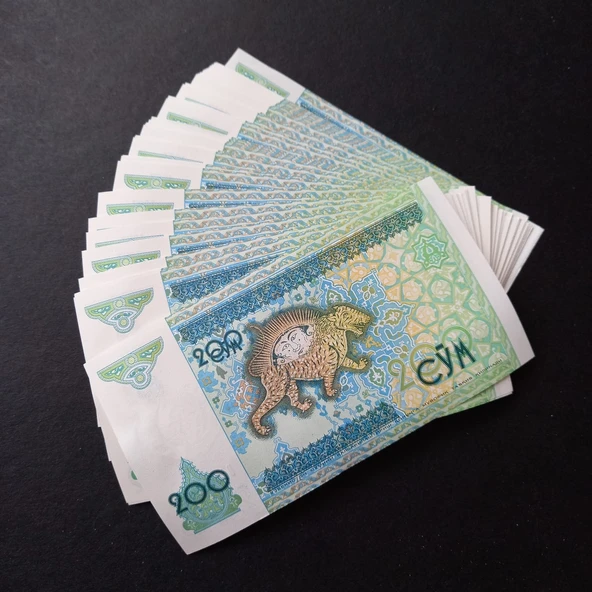 Escoines Koleksiyon 3996368f5774087535 1997 özbekistan 200som ÇİL 100Adet 1 Deste eski kağıt para