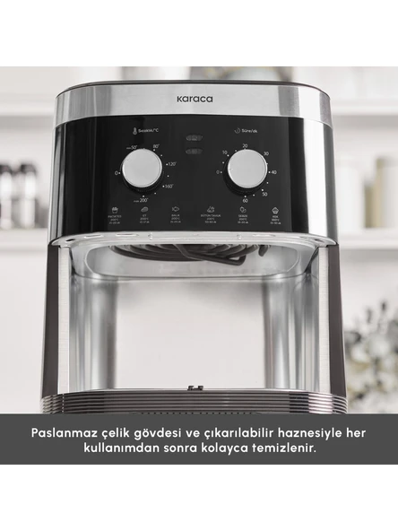 Karaca 9 Litre Ekstra Büyük Hacimli Airfryer 8 Kişilik Kapasite  Aile ve Kalabalık Sofralar İçin İdeal - 9