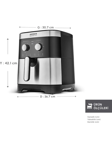 Karaca 9 Litre Ekstra Büyük Hacimli Airfryer 8 Kişilik Kapasite  Aile ve Kalabalık Sofralar İçin İdeal - 2