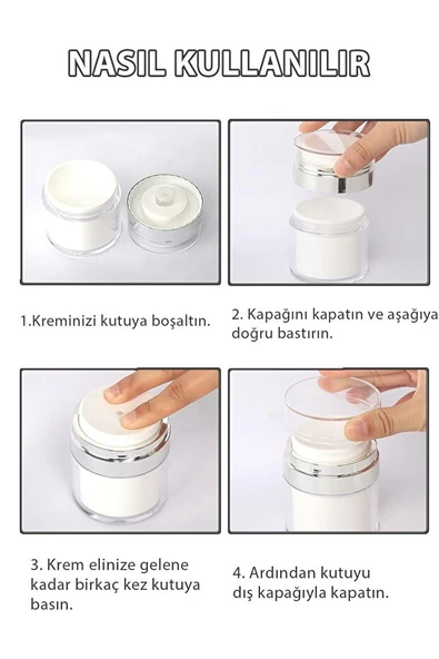 Mucit Home 2 Adet Şeffaf Krem Kutusu Doldurulabilir Pompalı Boş Krem Vücut Yağı Saklama Kutusu Cilt Bakım Seti - Resim 5