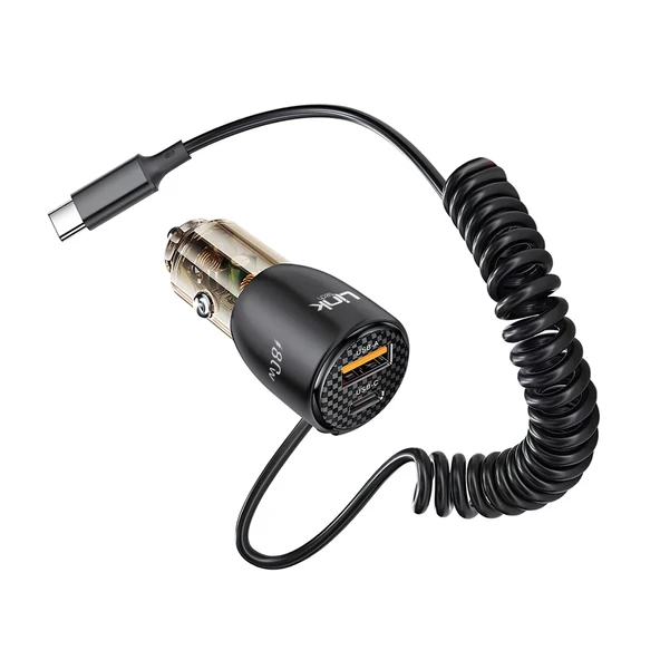 LinkTech C509 80W PD45W Sabit Kablolu + PD + USB-A Şeffaf Araç Şarj Aleti ürün görseli 1