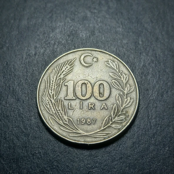 Escoines 3996368f4060b99cdc 1987 100Lira Baskı hatası nadir çift pres hatalı-erör temiz/çt eski para - Resim 4