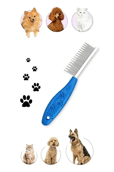 Kedi Köpek Tüy Açma Tarağı Kıtık Topak Açıcı Tarak Tüy Bakım Bit Pire Fırçası Demir Dişli Fırça - Resim 7