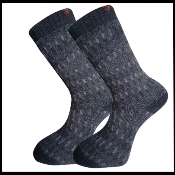 Uyguna-Yakala Erkek Çorabı Gri Kuzu Yünü Havlu -RAP.396 ürün görseli