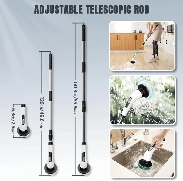 MDB 7 in 1 Kablosuz Elektrikli Temizlik Fırçası Seti - Resim 5