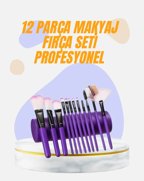 Doğal Görünüm Sağlayan Yumuşak Kıllı 12 Parça Makyaj Fırça Seti Günlük ve Profesyonel Kullanıma Uygun ürün görseli