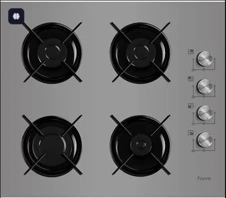 FERRE 2240 CE EMAYE IZGARALI GRİ SET ÜSTÜ CAM OCAK - Resim 2