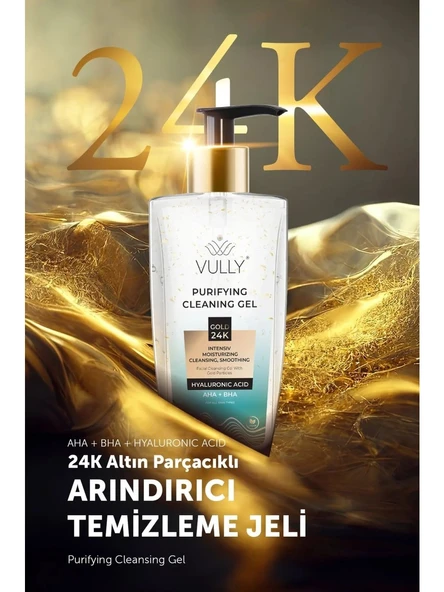 Vully 24K Altın Parçacıklı Arındırıcı Nemlendirici Gözenek Sıkılaşyüz Temizleme Jeli 200 ml - 4