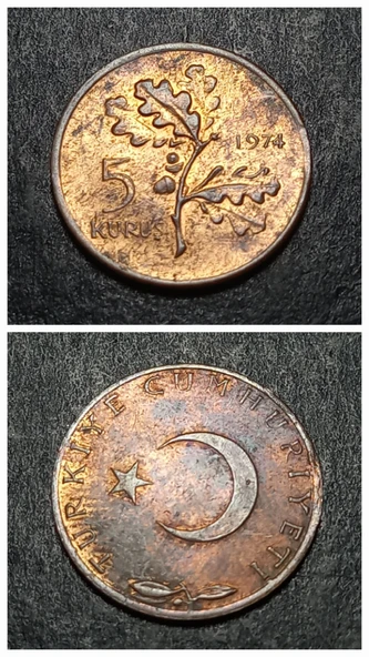 Escoines Koleksiyon 3996368f3fb375d989 1974 5 kuruş eski madeni para ürün görseli 1