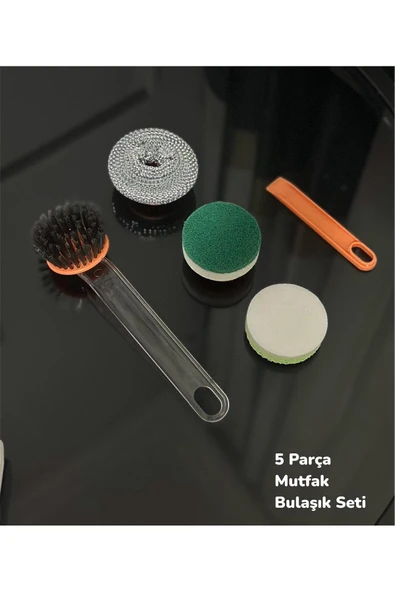 Mucit Home Mutfak Bulaşık Temizlik Seti - Bulaşık Süngeri , Tel , Fırça Ve Kazıyıcı Bir Arada - Resim 2