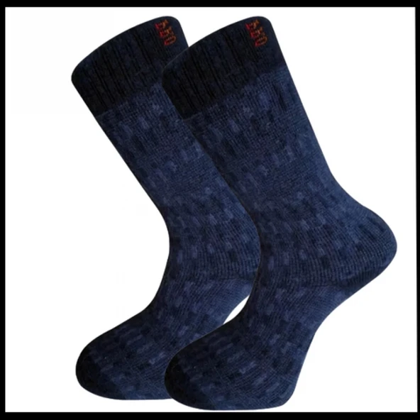 Uyguna-Yakala Erkek Çorabı Lacivert Kuzu Yünü Havlu -RAP.397 ürün görseli