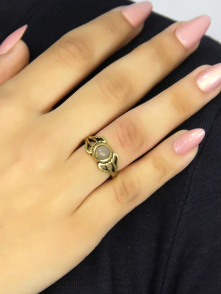 Doğal Taş Sitrin Doğal Taşlı Antik Model Kadın Ayarlanabillir Yüzük euy79s ürün görseli