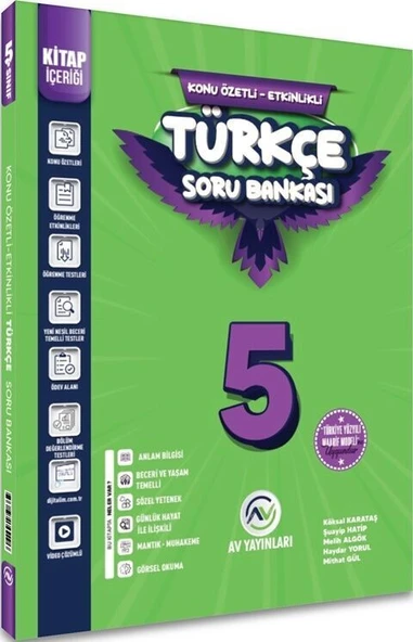 5. Sınıf Türkçe Kazanım Etkinlikli Soru Bankası Av Yayınları