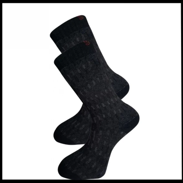 Uyguna-Yakala Erkek Çorabı Siyah Kuzu Yünü Havlu -RAP.394 ürün görseli