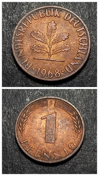 Escoines Koleksiyon 3996368f419f650be4 1968 almanya 1 pfennıng çt+ eski yabancı madeni para