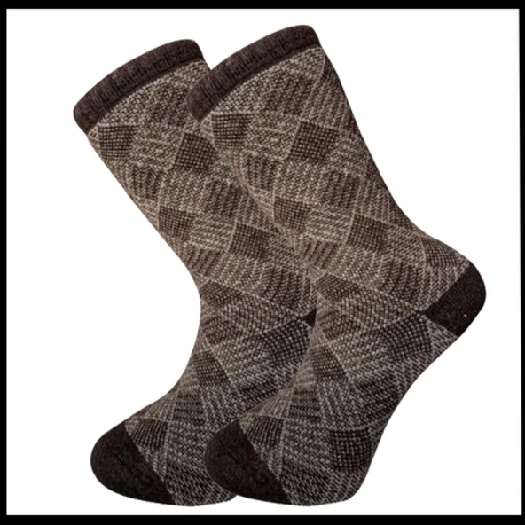 Uyguna-Yakala Erkek Çorabı Kahverengi Kuzu Yünü Havlu -RAP.392 ürün görseli