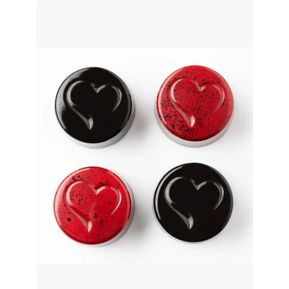 Polikarbon Yuvarlak Kalp Pralin Çikolata Kalıbı 12,5 gr | Cm-3843 - Resim 3