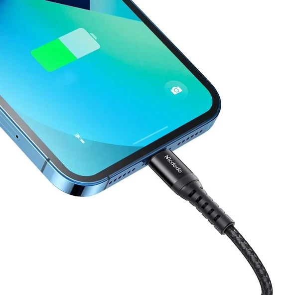 Mcdodo CA-2261 USB-A to Lightning 3A 1m Hızlı Data Şarj Kablosu - Siyah - 3