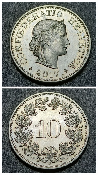 Escoines Koleksiyon 3996368f3e0358ca8e 2017 İsviçre 10Rappen B ÇİL eski yabancı madeni para ürün görseli 1