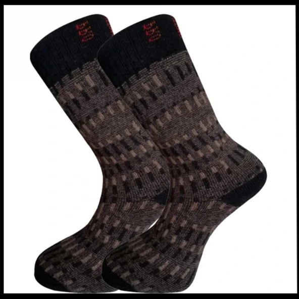 Uyguna-Yakala Erkek Çorabı Kahverengi Kuzu Yünü Havlu -RAP.395 ürün görseli