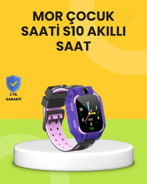 S10 Akıllı Çocuk Saati Mor Tasarım Adımsayar ve Alarm Fonksiyonlu ürün görseli