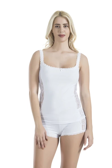 Derya Kurşun Dantelli Atlet Şort Takım 057 - Resim 2