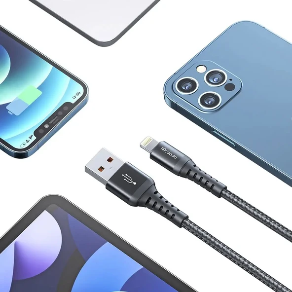 Mcdodo CA-2261 USB-A to Lightning 3A 1m Hızlı Data Şarj Kablosu - Siyah - 4