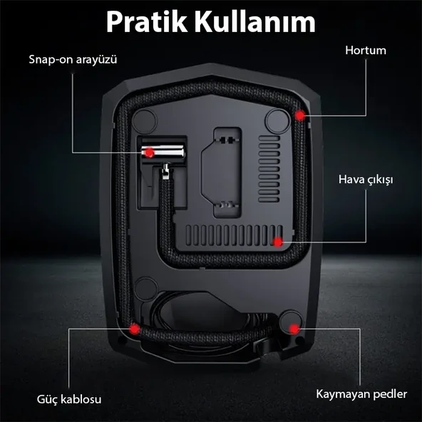 Dijital Basınç Göstergeli Oto Lastik Şişirme Pompası Hava Kompresörü - Resim 6