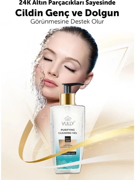Vully 24K Altın Parçacıklı Arındırıcı Nemlendirici Gözenek Sıkılaşyüz Temizleme Jeli 200 ml - 3