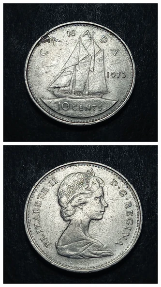 Escoines Koleksiyon 3996368f405185faef 1973 Kanada 10 Cent Nikel çt eski yabancı madeni para