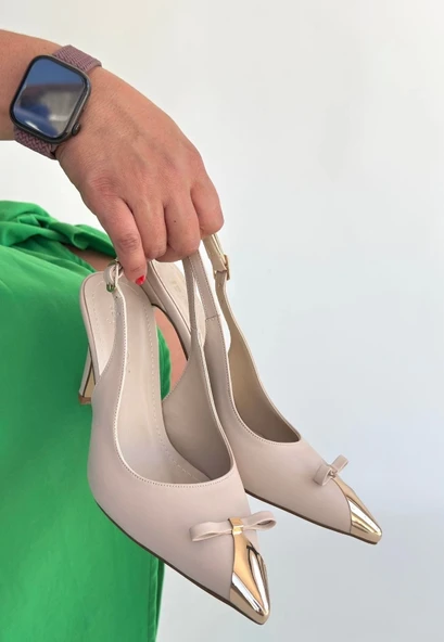 Joye Bej Cilt Topuklu Ayakkabı - Resim 2