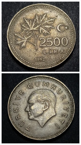 Escoines Koleksiyon 3996368f3c96848c2e 1992 2500Lira ÇT eski madeni para ürün görseli 1