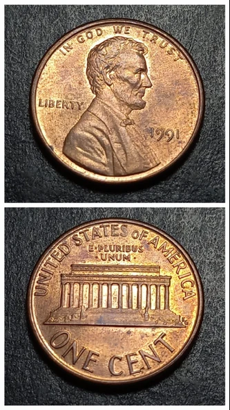 Escoines Koleksiyon 3996368f41ebd2818d 1991 ABD-one Cent CA eski yabancı madeni para ürün görseli 1