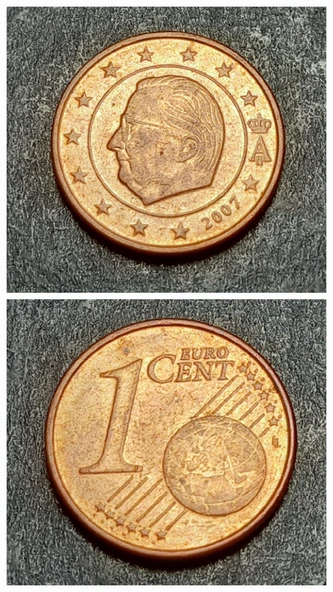 Escoines Koleksiyon 3996368f41a474ef7a 2007 Belçika 1cent ççt eski yabancı madeni para ürün görseli 1