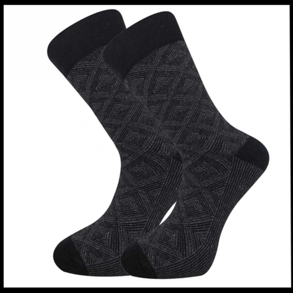 Uyguna-Yakala Erkek Çorabı Siyah Pamuklu Havlu Kışlık-RAP.381 ürün görseli