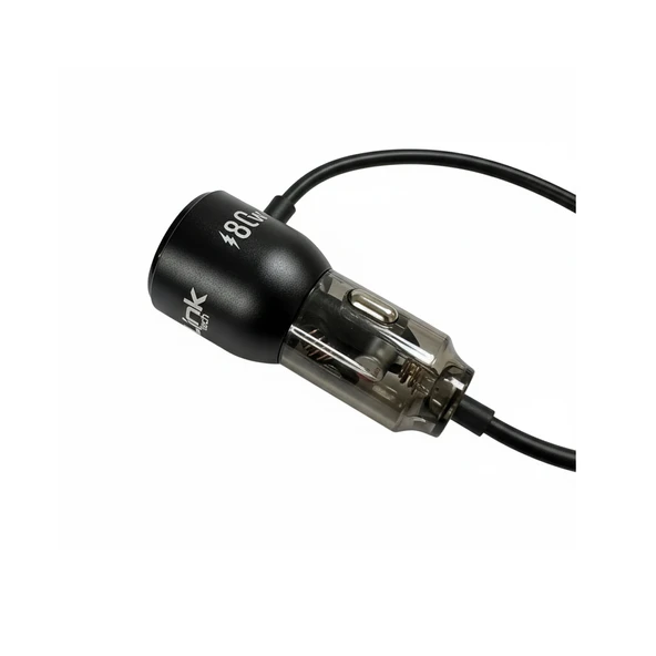 LinkTech C509 80W PD45W Sabit Kablolu + PD + USB-A Şeffaf Araç Şarj Aleti - Resim 2