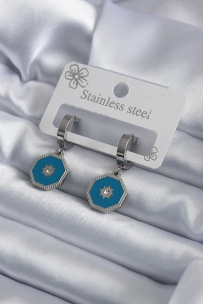 316L Çelik Gümüş Renk Geometrik Model Zirkon Taş Detay Kadın Küpe - TJ-BKP7964 ürün görseli 1