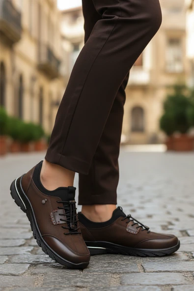 Aspor Kahve Nubuk Hakiki Deri Kadın Casual Ayakkabı - Resim 3