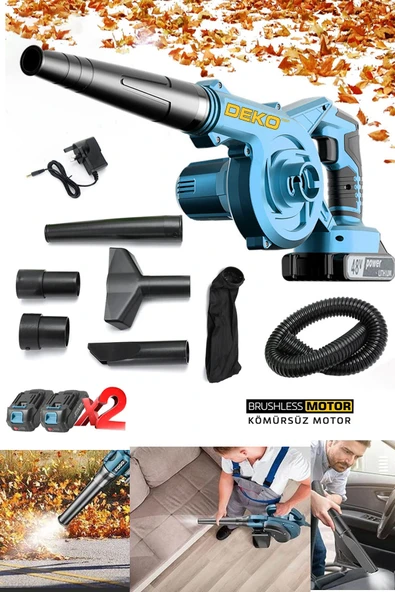 Deko Çok Fonksiyonlu Yaprak Üfleme Toz Toplama Makinesi Lithum 40V Çift Bataryalı Hortumlu Full Set ürün görseli