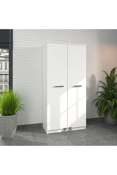 ZEYTUNHOME 90 Derece Açılabilir 2 Kapaklı, Çekmeceli, Kavanoz Raflı Kiler ve Erzak Mutfak Dolabı - 4