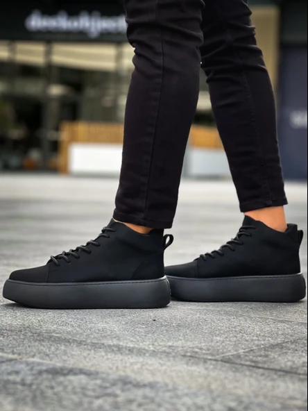 Pabucmarketi Bağcıklı Erkek Spor Bot SİYAH (SİYAH TABAN) - Resim 5