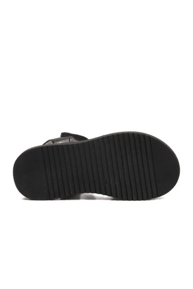 Aspor Siyah Simli Cırtlı Kız Çocuk Düz Sandalet - Resim 5