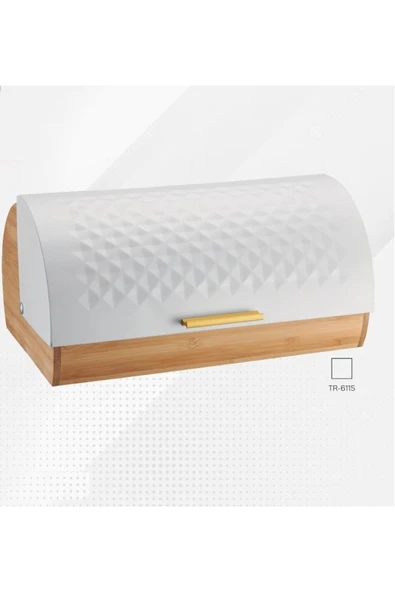 Arow - Dubai Rhoda Bambu Metal Ray Kapaklı Ekmek Dolabı Ekmek Kutusu - Resim 2