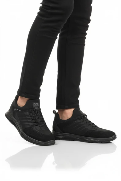 Walkway Siyah Lastik Bağcıklı Erkek Spor Ayakkabı ürün görseli