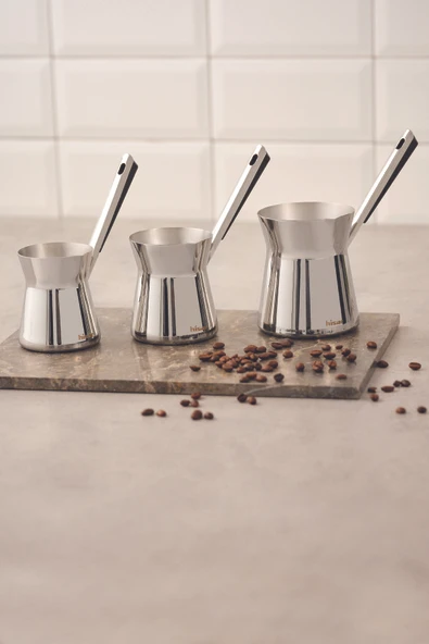 Hisar Galata 3 Parça Çelik Cezve Seti Siyah - 2